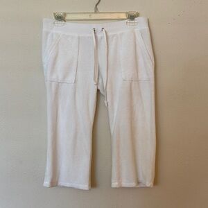 Juicy Couture Women White Terry  Drawstring Low-Rise Vintage Capri Pants SizeS